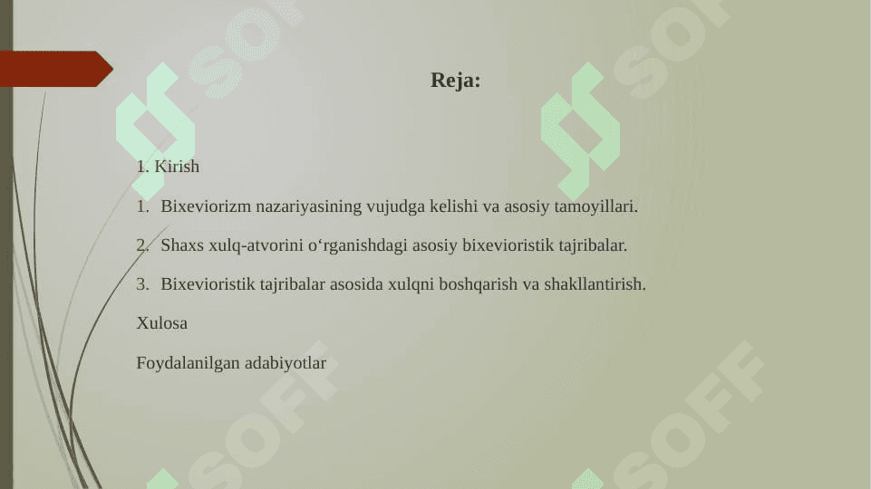 Shaxs xulq-atvorini o‘rganishning Bixevioristik tajribalari 2