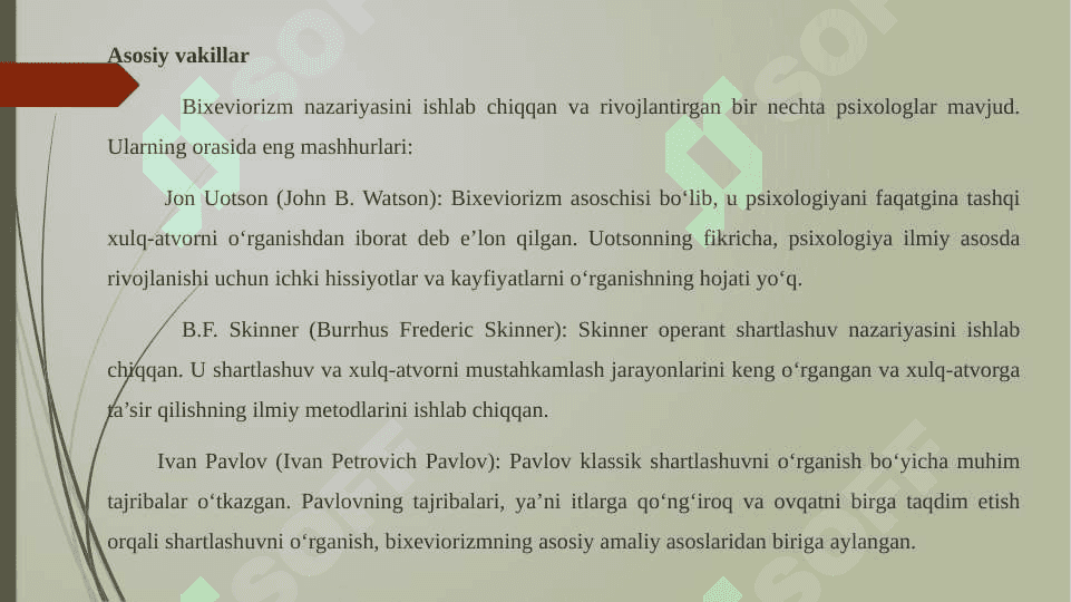 Shaxs xulq-atvorini o‘rganishning Bixevioristik tajribalari 6