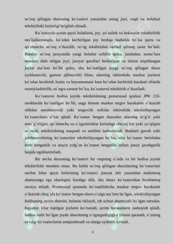 Jinoyat-protsessi fanidan savollar va javoblar 4