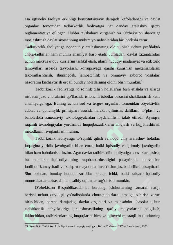 Tadbirlik faoliyatiga to’sqinlik qilish, qonunga xilof ravishda aralashish bilan bog’liq jinoyatlar 7