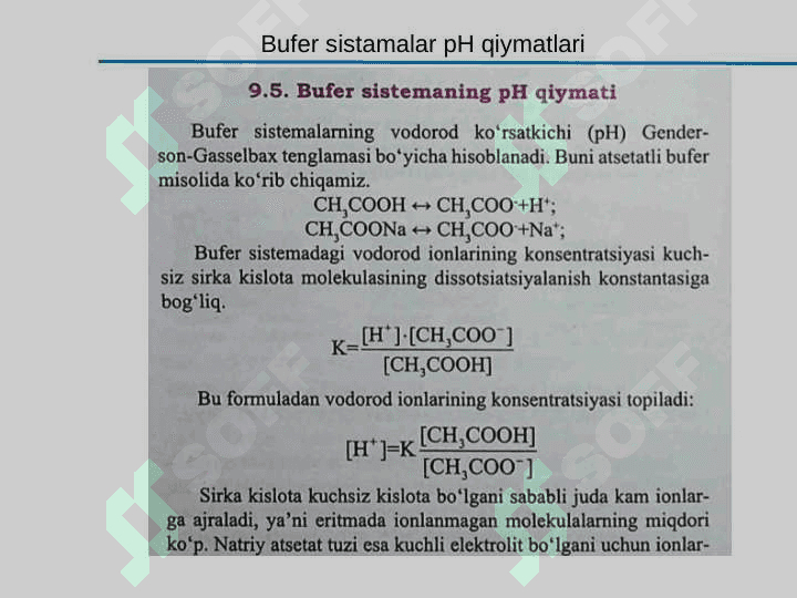 Kislota-asosli muvozanat. Bufer sistemalar. Kimyoviy termodinamika asoslari. Kompleks birikmalar. 8