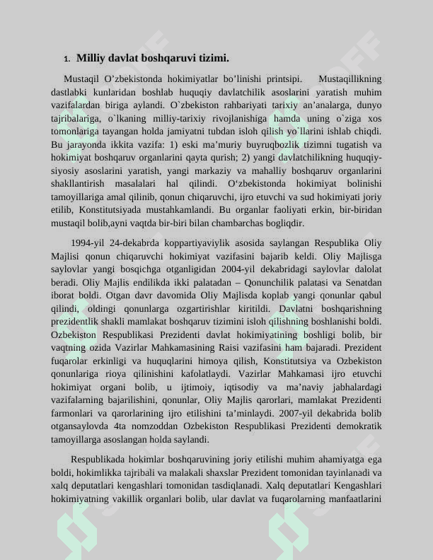 O‘zbekistonda demokratik, fuqarolik jamiyati asoslarining shakllanishi, amalga oshirilgan siyosiy islohotlar 4
