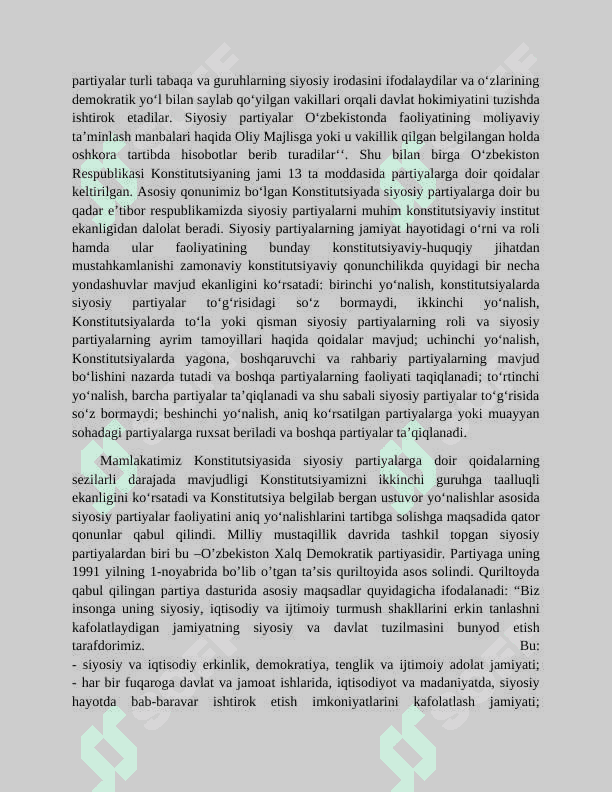 O‘zbekistonda demokratik, fuqarolik jamiyati asoslarining shakllanishi, amalga oshirilgan siyosiy islohotlar 7