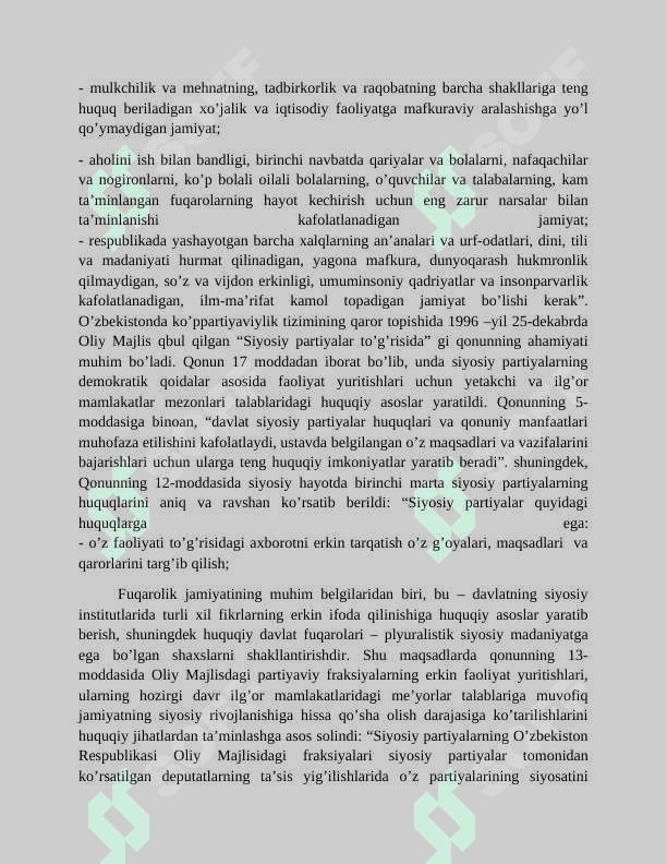O‘zbekistonda demokratik, fuqarolik jamiyati asoslarining shakllanishi, amalga oshirilgan siyosiy islohotlar 8