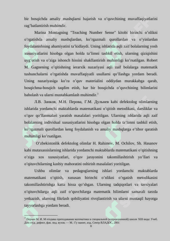 Yordamchi maktabda birinchi o'nlikni o'rganish metodikasi 8