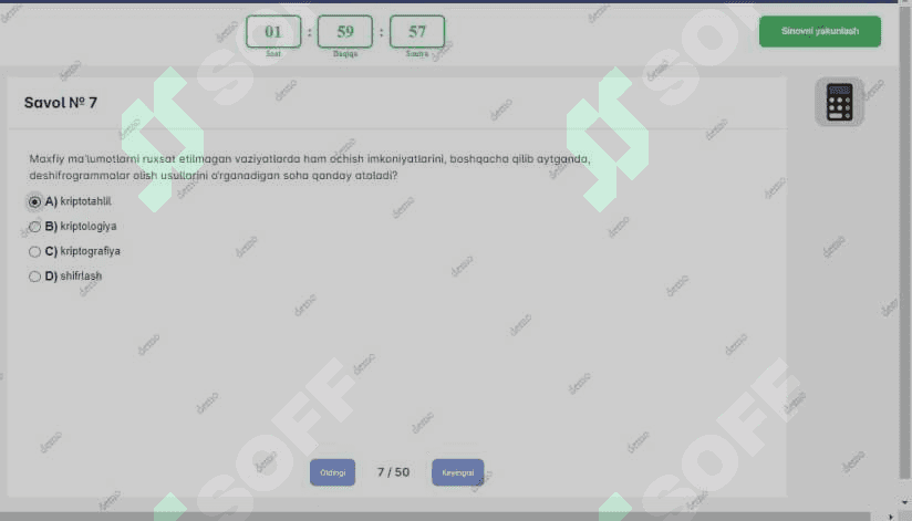 Attestatsiya  Informatika 2024-yil kuzgi demo testlar 7