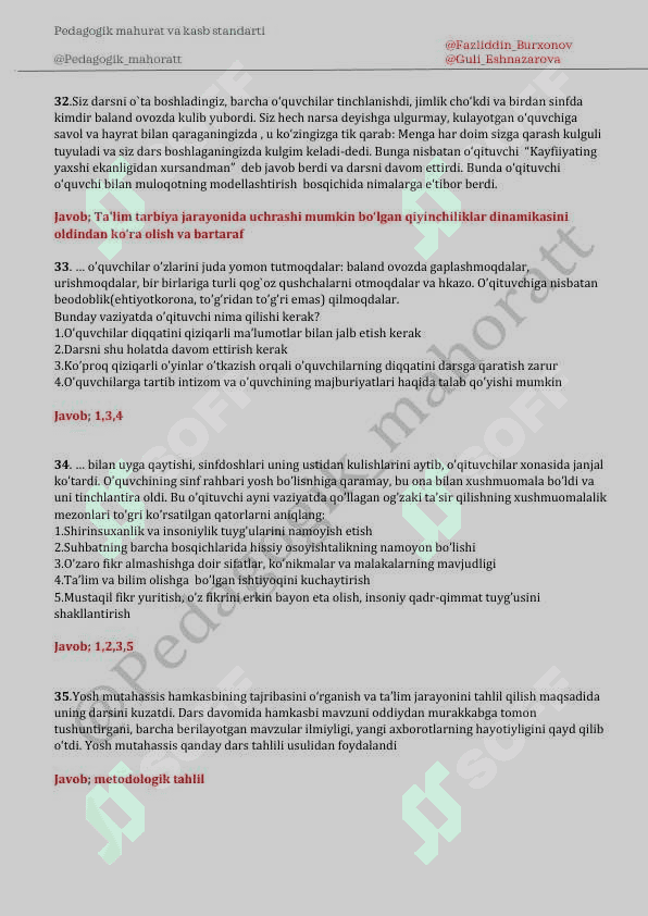 Pedagogik Mahorat va Kasb Standarti 8