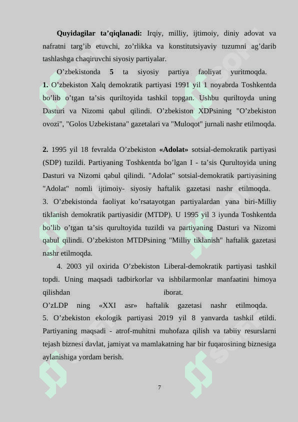 Mustaqil Oʻzbekistonda hokimiyatlar boʻlinishi prinsipi 7