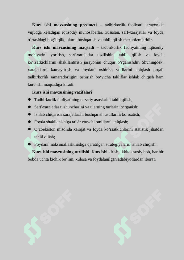Tadbirkorlik faoliyati, uning sarf-xarajatlari va foydasi 6