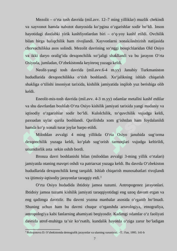 O‘rta Osiyo ibtidoiy jamoa tuzumi davrida 7
