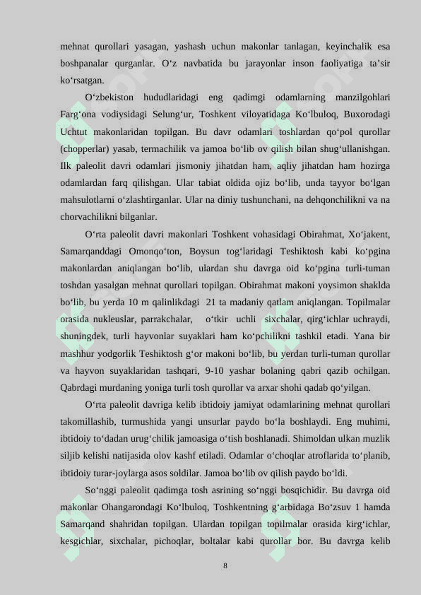 O‘rta Osiyo ibtidoiy jamoa tuzumi davrida 8