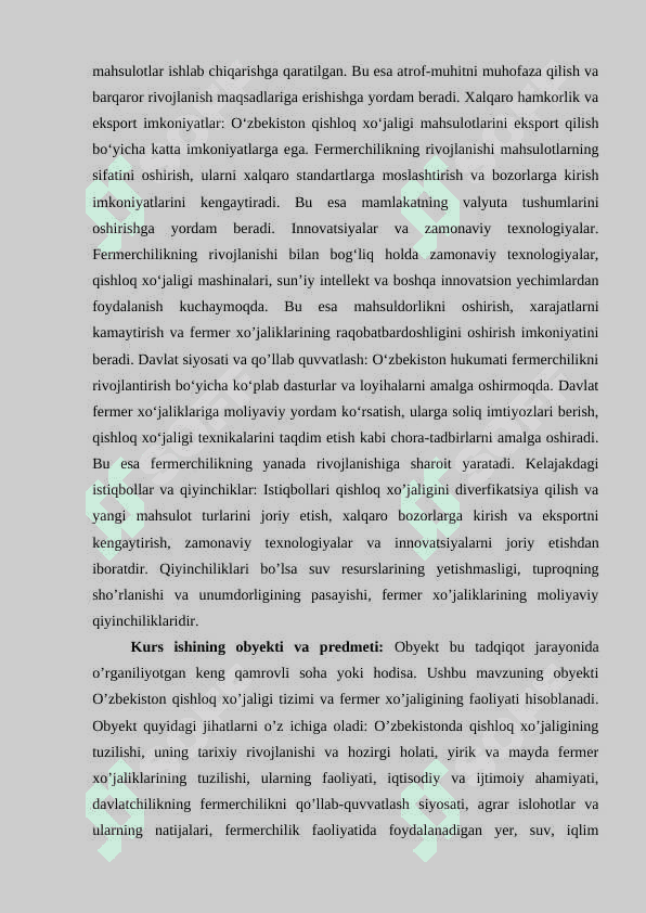O’zbekistonda fermerchilikning rivojlanishi: Farg’ona viloyati misolida 3