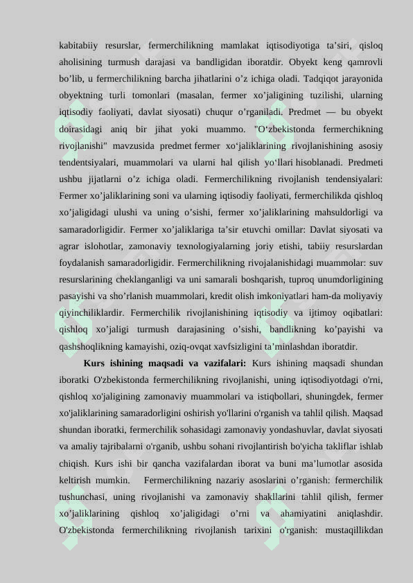 O’zbekistonda fermerchilikning rivojlanishi: Farg’ona viloyati misolida 4