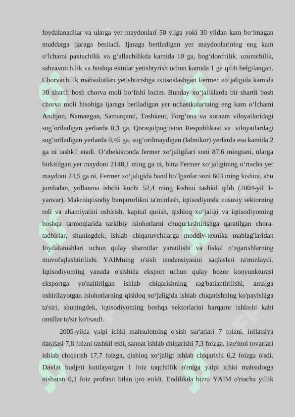 O’zbekistonda fermerchilikning rivojlanishi: Farg’ona viloyati misolida 7
