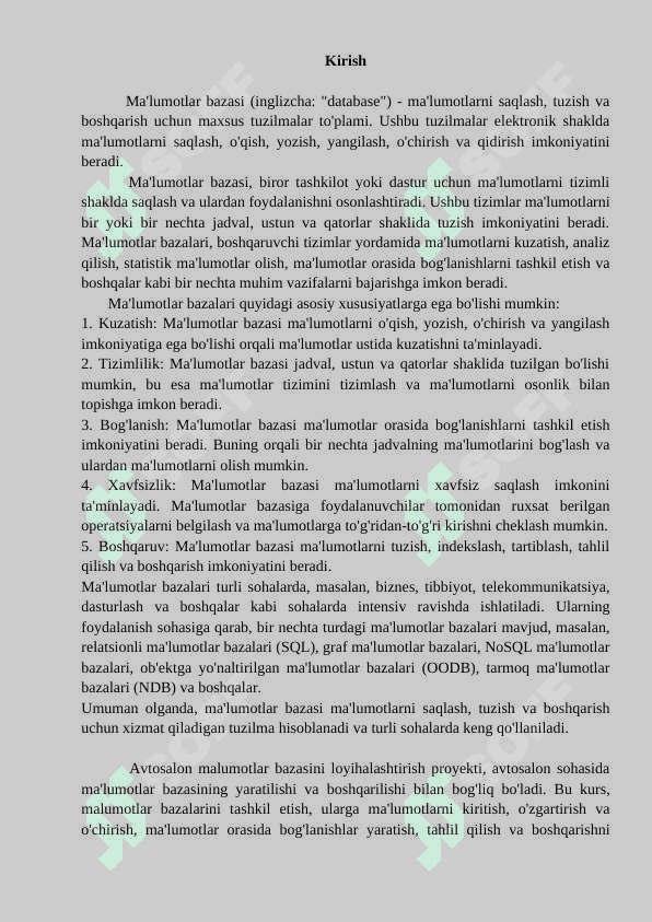 Avtosalon ma’lumotlar bazasini loyihalashtirish va ishlab chiqish 3