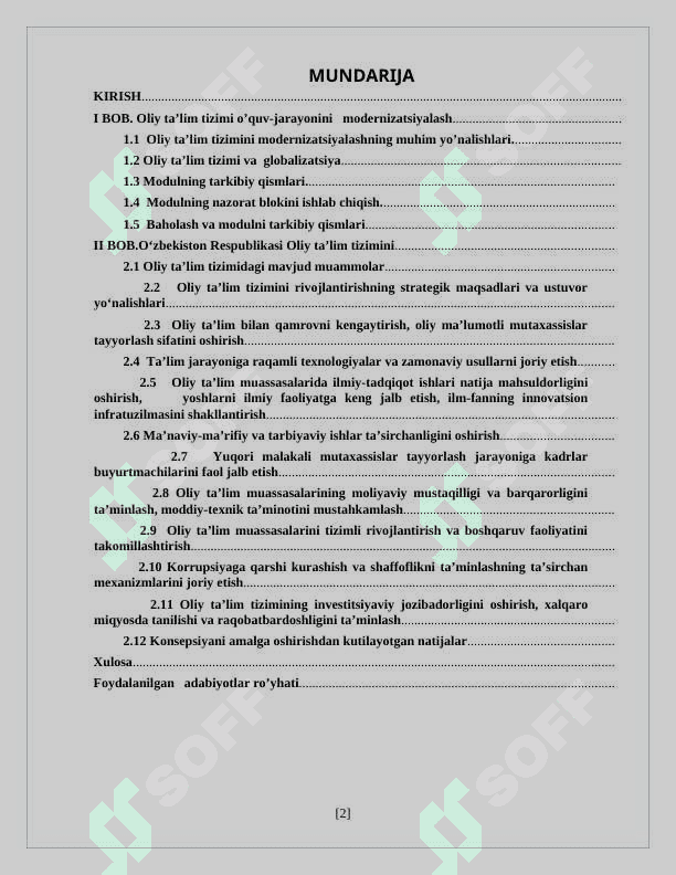 Oliy ta’lim tizimini o’quv-jarayonlarini modernizatsiyalashning ustuvor yo’nalishlari 2