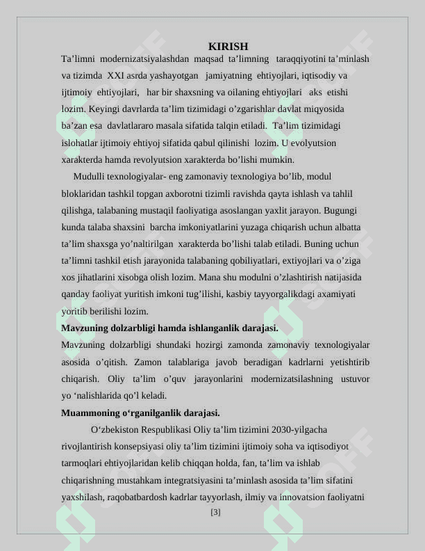 Oliy ta’lim tizimini o’quv-jarayonlarini modernizatsiyalashning ustuvor yo’nalishlari 3