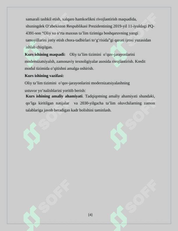 Oliy ta’lim tizimini o’quv-jarayonlarini modernizatsiyalashning ustuvor yo’nalishlari 4