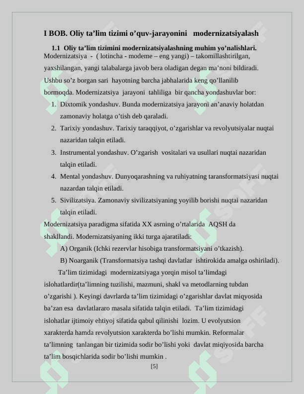 Oliy ta’lim tizimini o’quv-jarayonlarini modernizatsiyalashning ustuvor yo’nalishlari 5