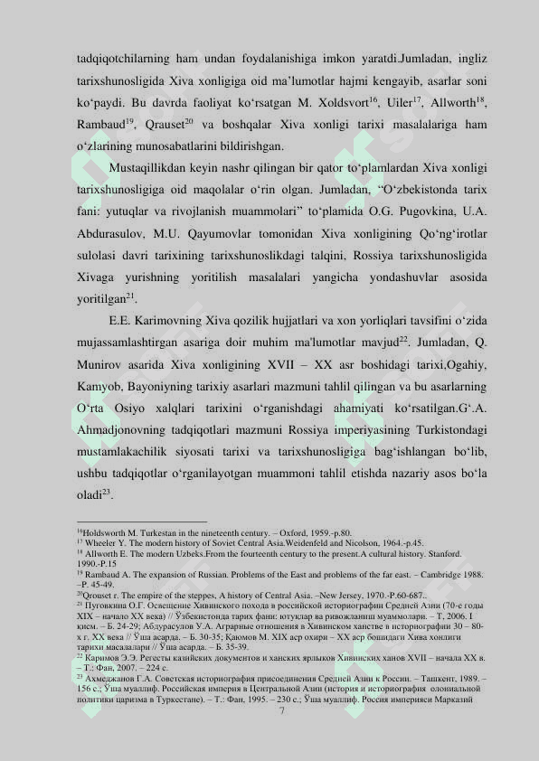Xiva Xonligi Tarixi Tarixshunosligi 7