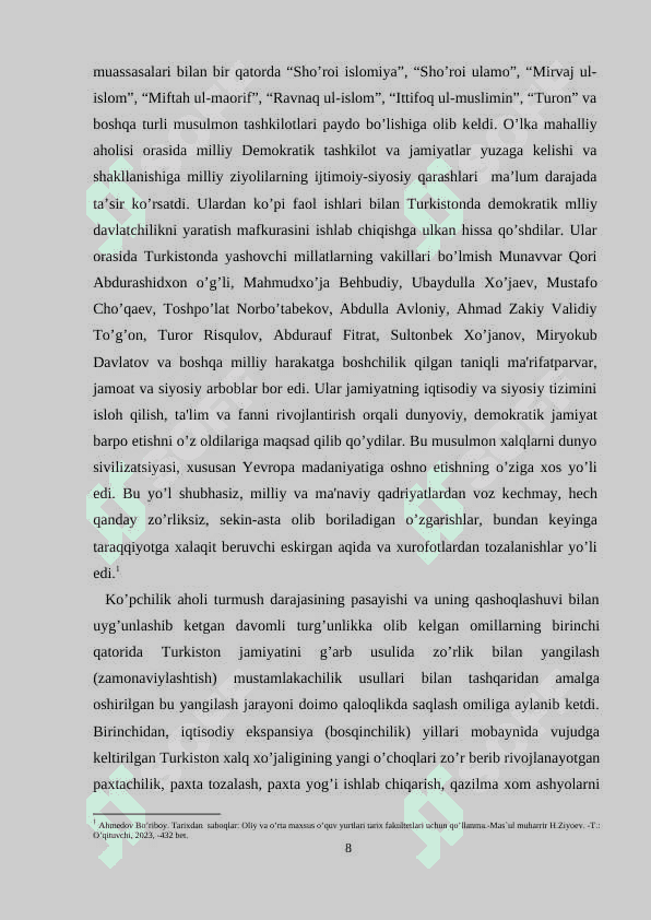 Mustaqillikka erishish arafasida O‘zbekiston Respubliksidagi siyosiy ahvol 8