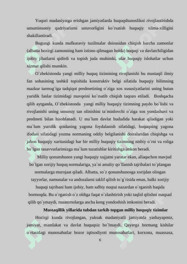 O`zbekiston milliy huquqiy tizimi va huquqiy  madaniyat 6