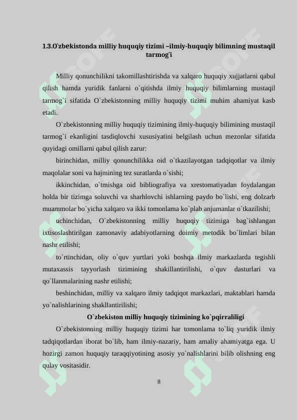 O`zbekiston milliy huquqiy tizimi va huquqiy  madaniyat 8