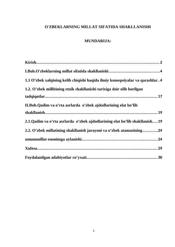 O'zbeklarning Millat Sifatida Shakllanishi 1