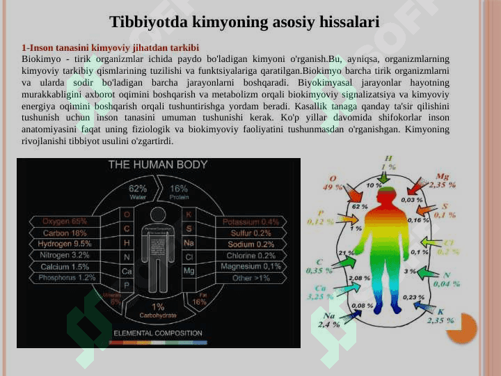 Tibbiy kimyoga kirish. Biogen va zaharli (noorganogen) elementlar kimyosi 8