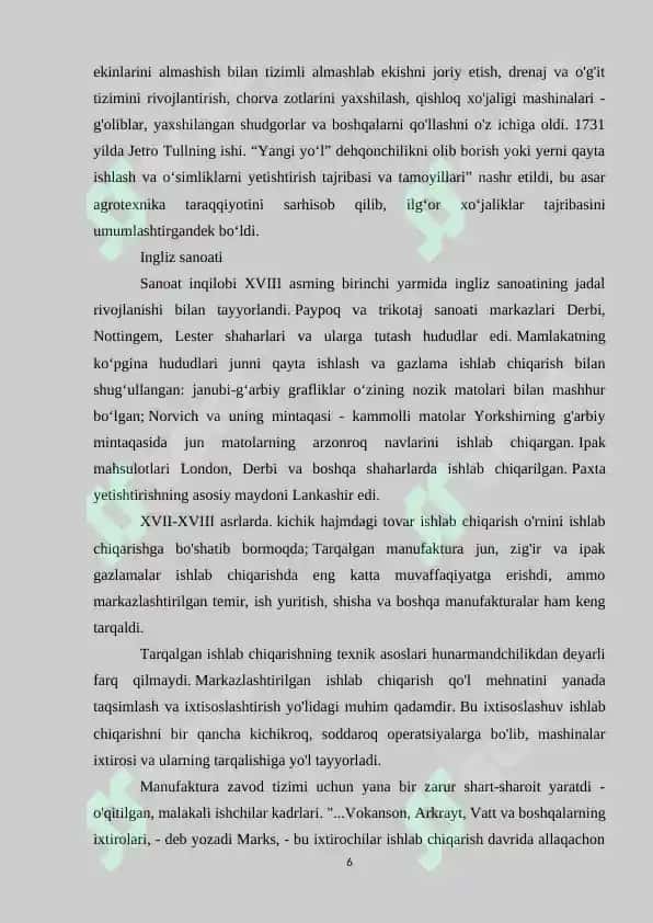 XVIII asrda Angliyaning siyosiy va ijtimoiy-iqtisodiy rivojlanishi 6