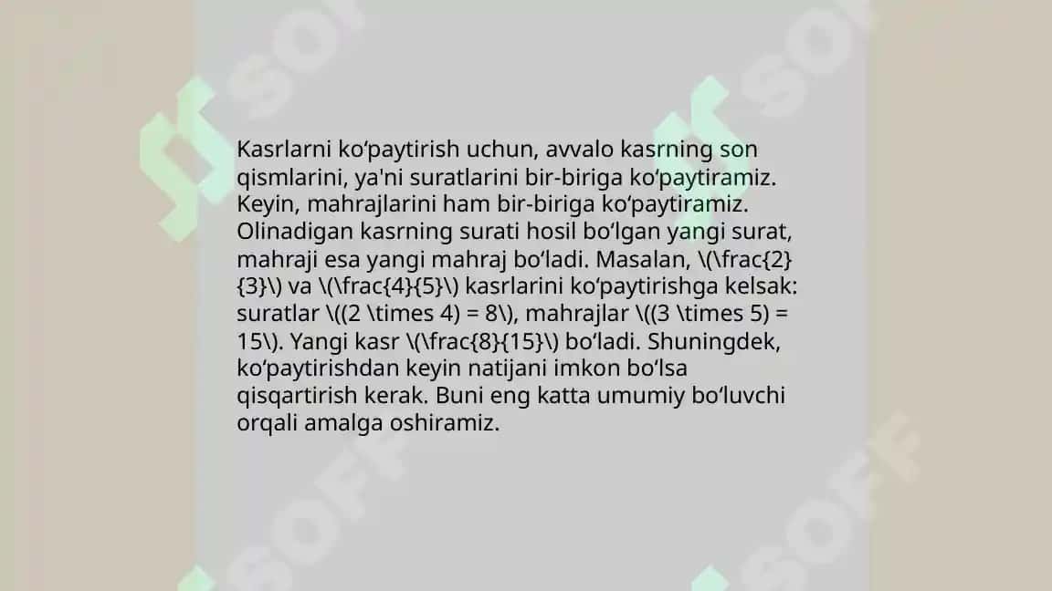 Kasrlar ustida amallar 4