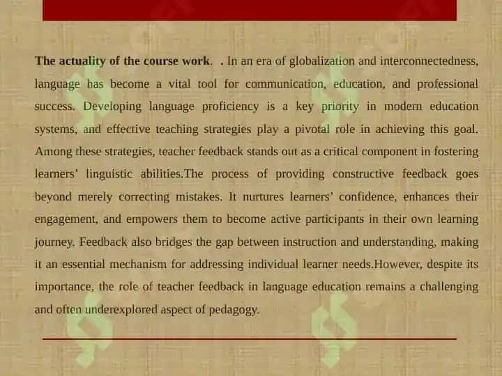 The Role of Teacher Feedback in Language Development 3