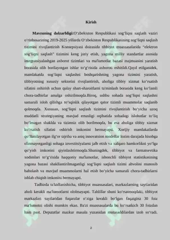 Sog'liqni saqlash muassasalari xarajatlarini rejalashtirish va byudjetdan moliyalashtirishning xususiyatlari 2