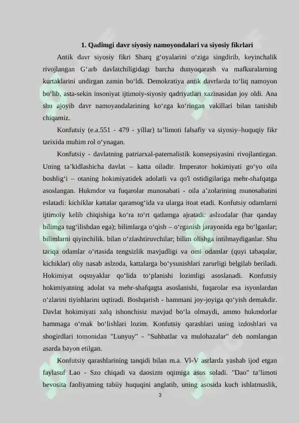ASOSIY SIYOSIY MUTAFAKKIRLARNING QIYOSIY TAHLILI VA ULARNING SIYOSAT NAZARIYASIGA QO‘SHGAN HISSASI 3