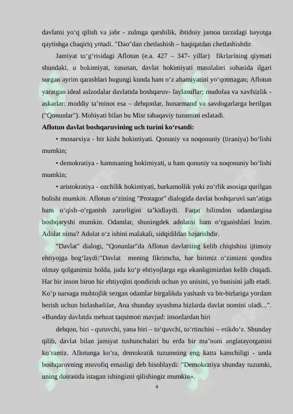 ASOSIY SIYOSIY MUTAFAKKIRLARNING QIYOSIY TAHLILI VA ULARNING SIYOSAT NAZARIYASIGA QO‘SHGAN HISSASI 4