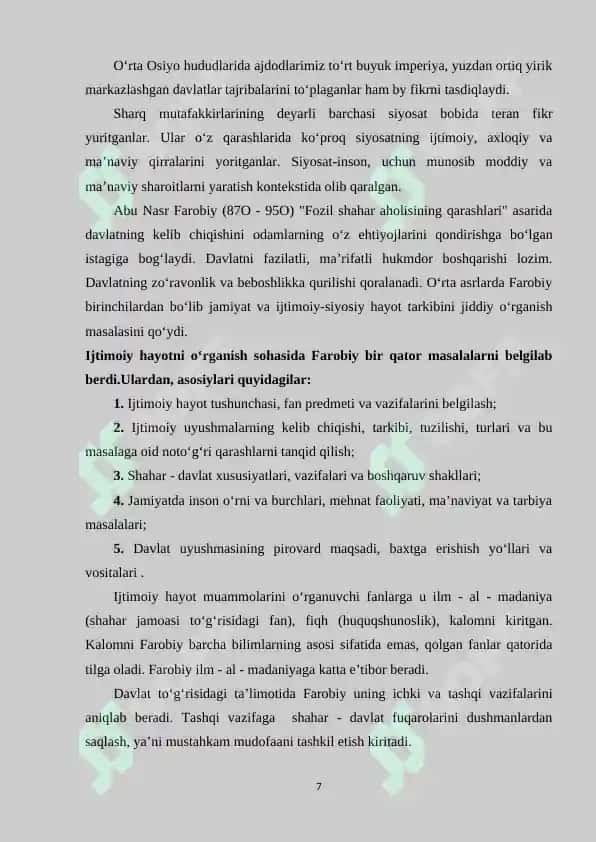 ASOSIY SIYOSIY MUTAFAKKIRLARNING QIYOSIY TAHLILI VA ULARNING SIYOSAT NAZARIYASIGA QO‘SHGAN HISSASI 7