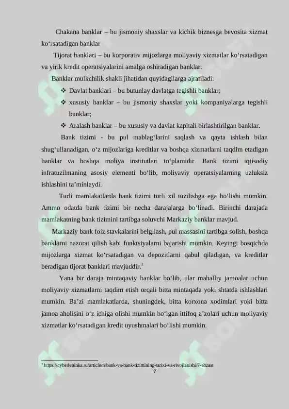 Xorijiy mamlakatlar markaziy banklarining tashkiliy va funktsional tuzilishi 7