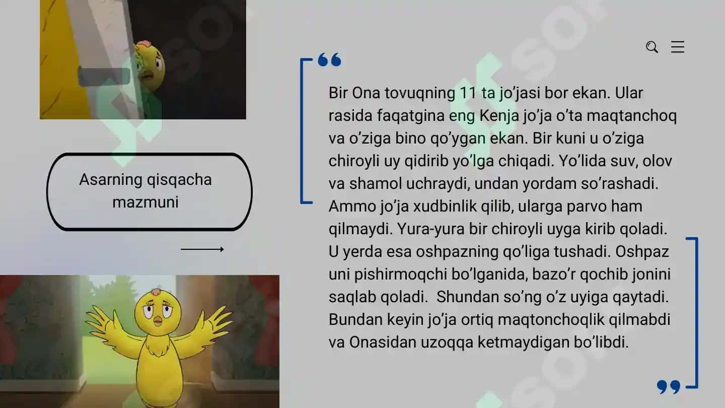 "Maqtanchoq jo’ja" ertagi tahlili 5