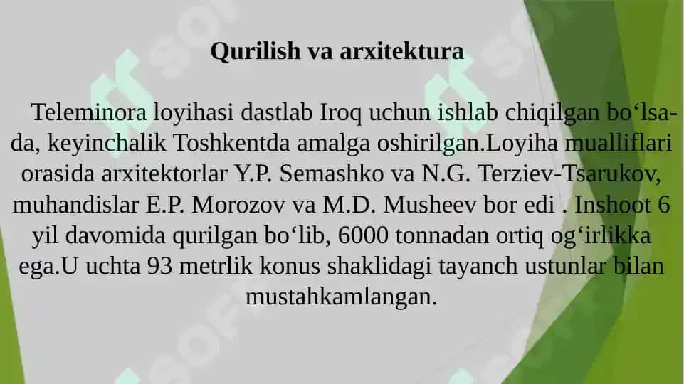 TOSHKENT TELEMINORASI HAQIDA 4