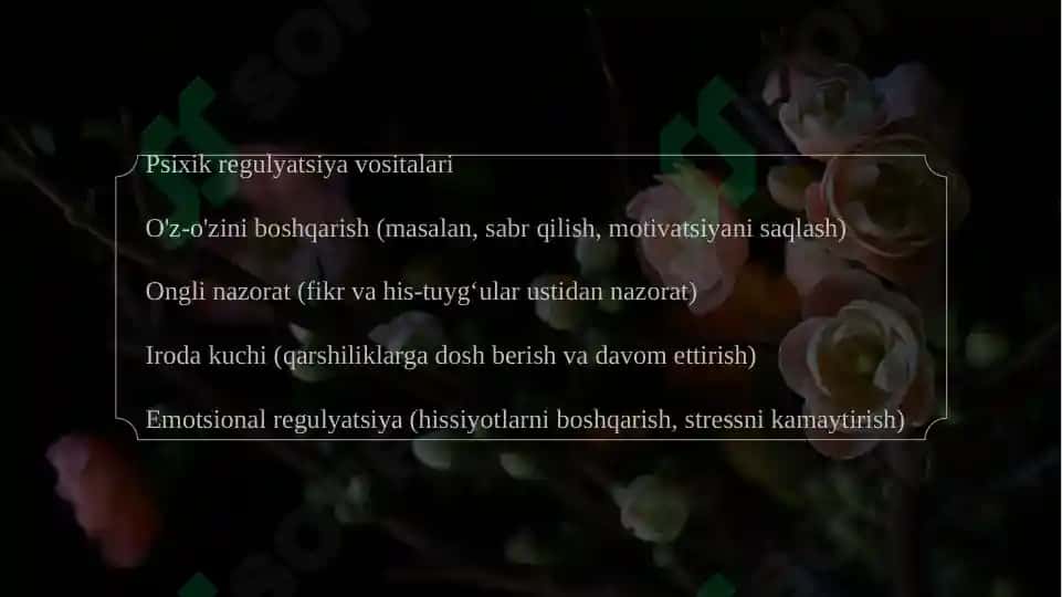 Psixik faoliyatning psixik regulyatsiyasi 6