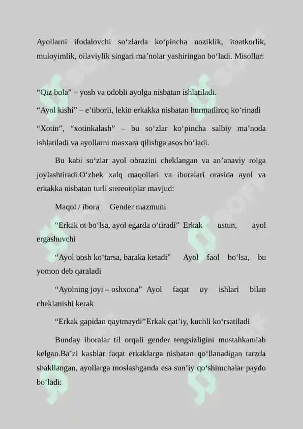 O‘ZBEK TILI VA GENDER: TILDAGI JINSIY IFODALAR 4