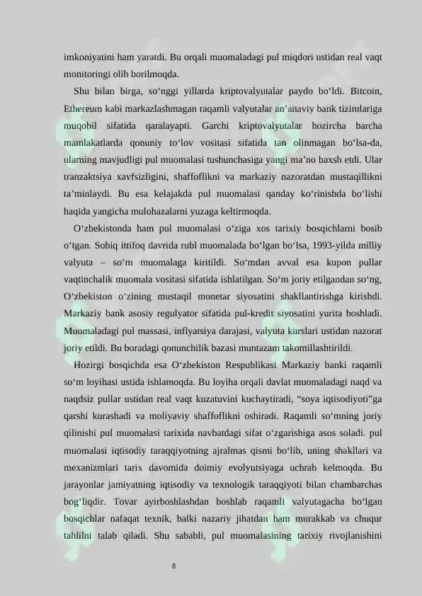 Pul muomalasi qonunining iqtisodiy mohiyati     |   Пул муомаласи қонунининг иқтисодий моҳияти 8