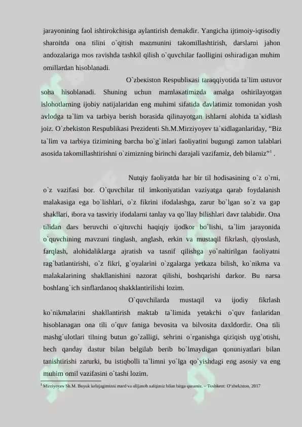 BOSHLANG`ICH SINF O`QISH DARSLARIDA O`QUVCHILAR NUTQINI O`STIRISH METODIKASINING NAZARIY AHAMIYATI.docx 3
