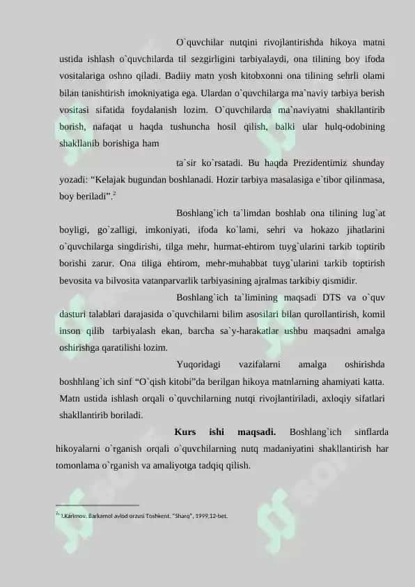 BOSHLANG`ICH SINF O`QISH DARSLARIDA O`QUVCHILAR NUTQINI O`STIRISH METODIKASINING NAZARIY AHAMIYATI.docx 4