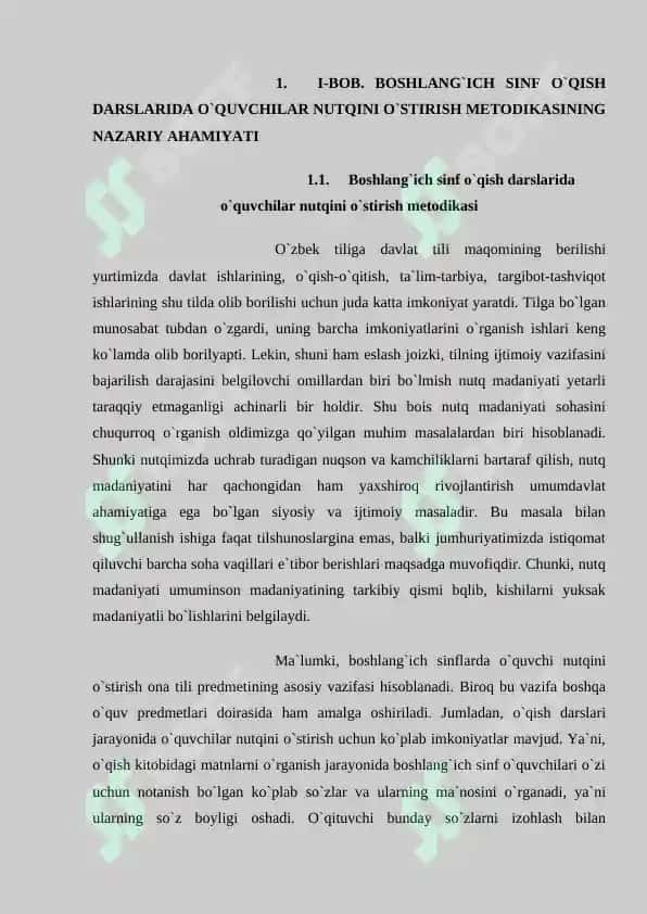 BOSHLANG`ICH SINF O`QISH DARSLARIDA O`QUVCHILAR NUTQINI O`STIRISH METODIKASINING NAZARIY AHAMIYATI.docx 6