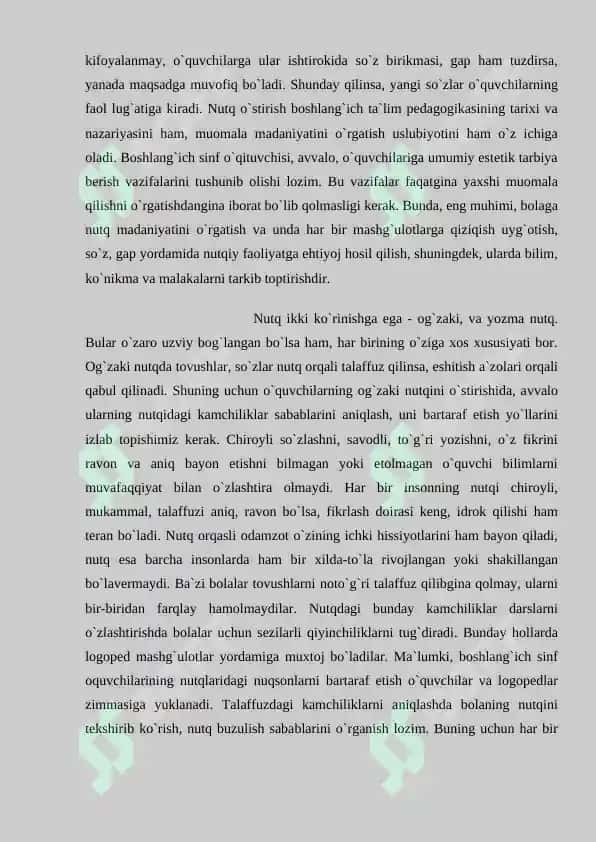 BOSHLANG`ICH SINF O`QISH DARSLARIDA O`QUVCHILAR NUTQINI O`STIRISH METODIKASINING NAZARIY AHAMIYATI.docx 7