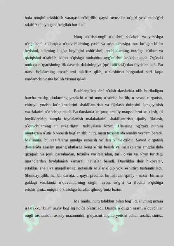 BOSHLANG`ICH SINF O`QISH DARSLARIDA O`QUVCHILAR NUTQINI O`STIRISH METODIKASINING NAZARIY AHAMIYATI.docx 8