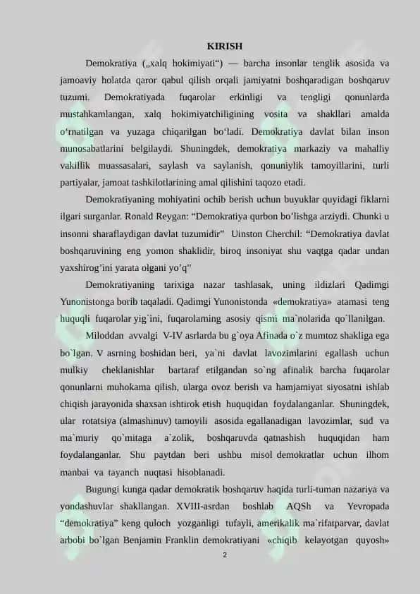 DEMOKRATIYA VA UNING KO’RINISHLARI 2