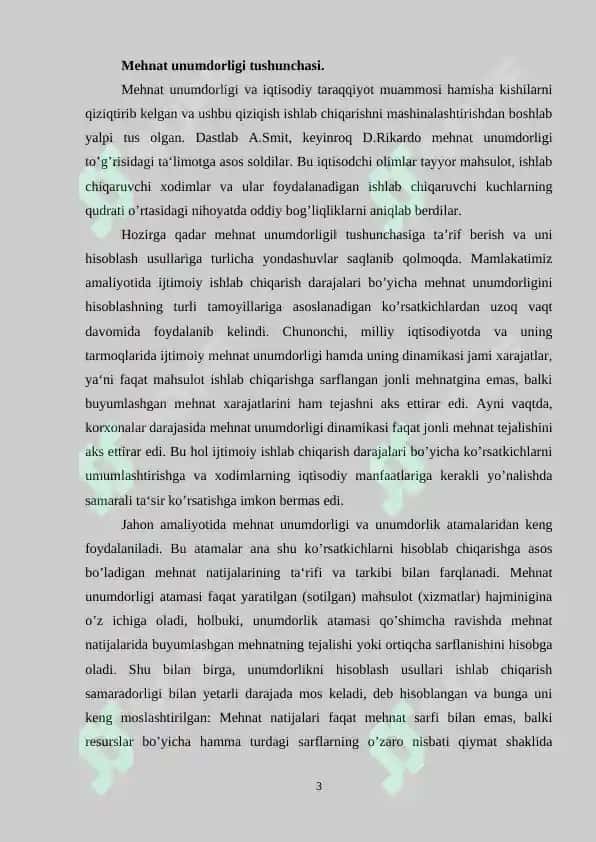 Ishlab chiqarish samaradorligi va mehnat unumdorligini oshirish muammolari 3