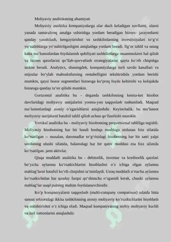 Moliyaviy analitika 2